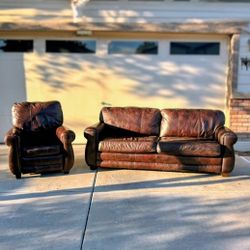 Lane Leather Couch And Recliner Set