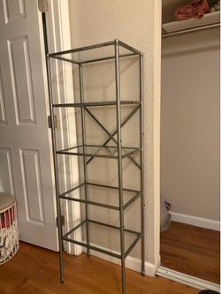 5-Tier Silver & Glass Etagere Shelving Unit