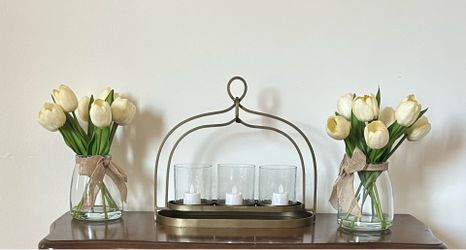 Brass Metal Triple Votive Candle Holder