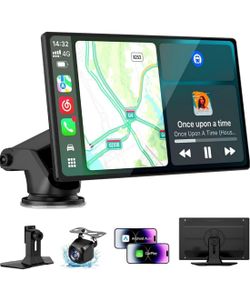 9" Wireless Carplay Screen for Car, Wireless CarPlay with Apple Car Play & Android Auto, OTA Updates, Backup Camera, GPS Navigation/Bluetooth 5.0/Mirr