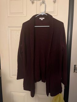 Croft& borrow Burgundy Open-Front Knit Cardigan