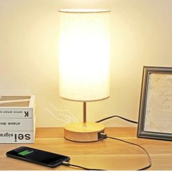 Table Lamp, Industrial Desk Lamp with USB Charging Port, Modern Dimmable Bedside Nightstand Lamp with Glass Shade for Bedroom Living Room Office, LED 