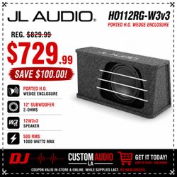 JL Audio H0112RG-W3V3 Ported Enclosure 1000 Watts 12" Subwoofer 12W3v3 🚨 Payment Options Available 🚨 No Credit Needed 🚨