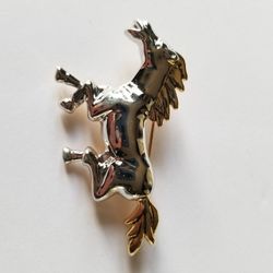 Horse Running Equestrian Silver Brooch/pin Pendant