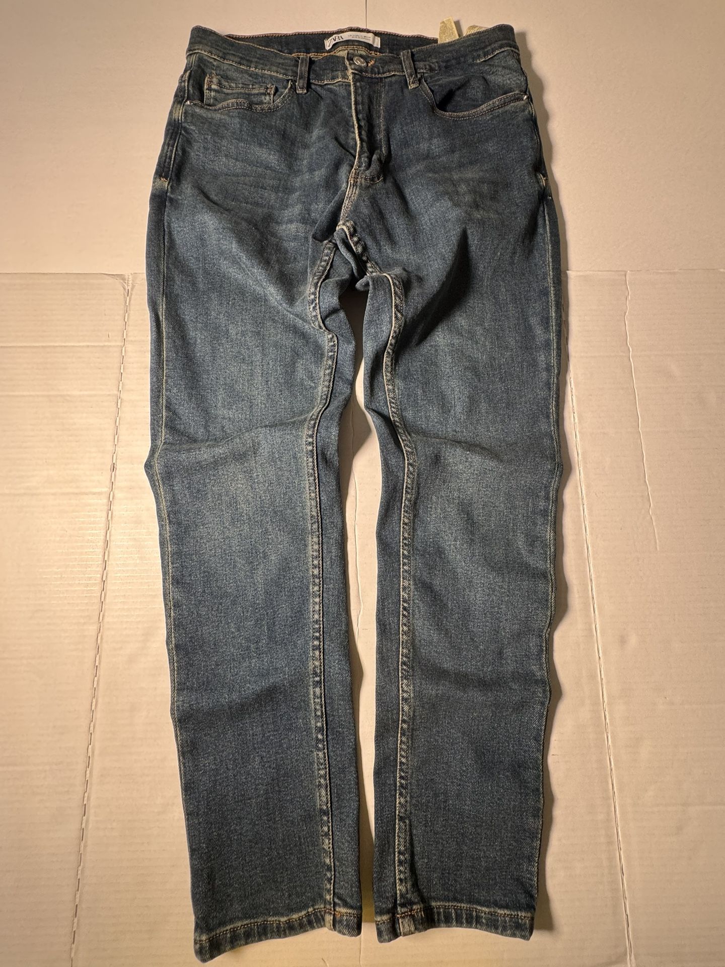 Pre Owned Good Zara Skinny Blue Denim Jeans Zip Fly Men Size 32 x 31