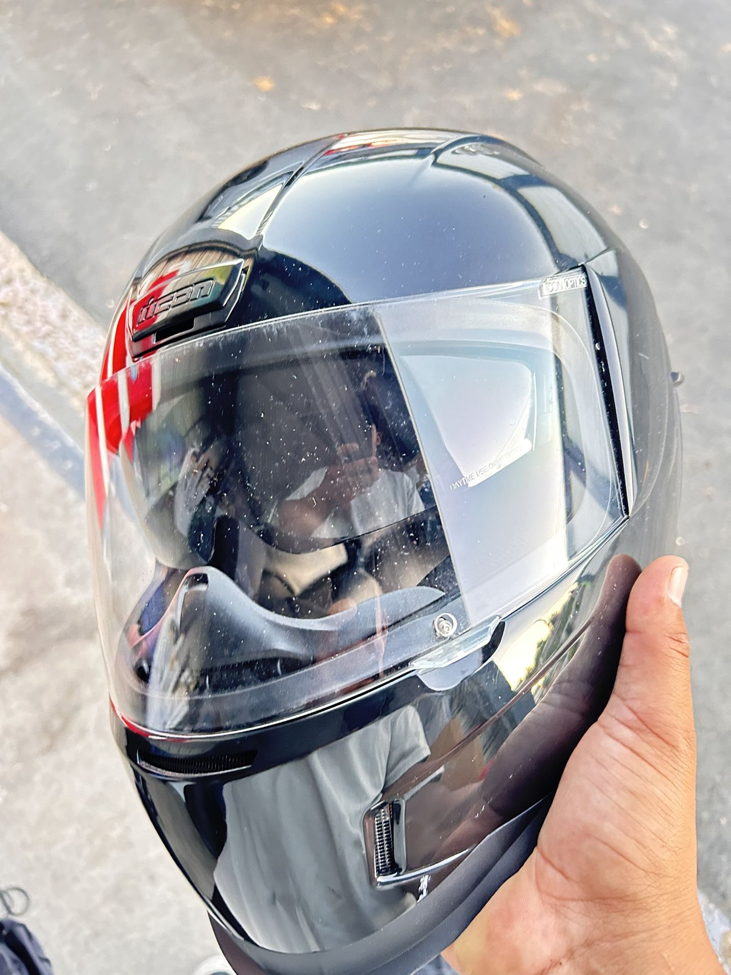 Icon Motorcycle Helmet With Gloves
