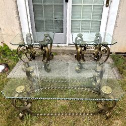 3 Piece Living Room Cast Iron Coffee Table Set! 