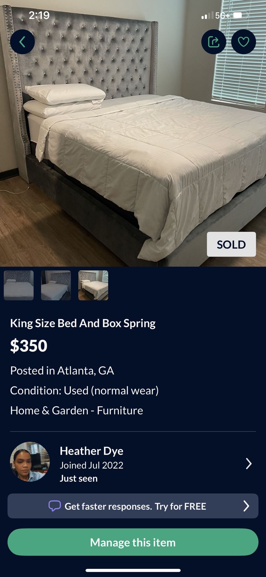 King Size Bed And Box Spring
