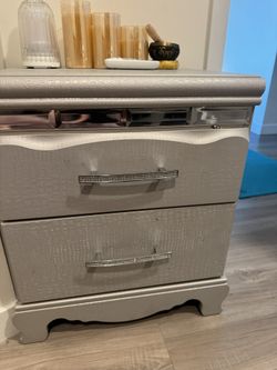 2 drawer grey crystal dresser  