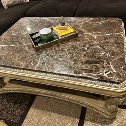 Vintage marble coffee table and end table