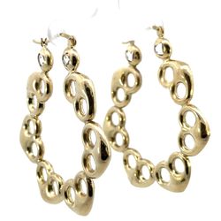 Woman’s Ladies 10k Yellow Gold Large Heart Shaped Gucci Puff Hinged Hoop Earrings 2” Inch GP3120380