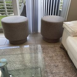 Pair Of Gray Ottomans