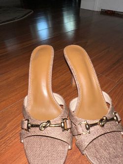 Horsebit Denim Mule Heels