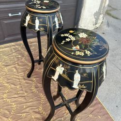 2 Asian Mother Of Pearl Plant Stands $167.00 Each