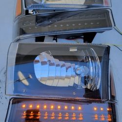 99-04 Ford F250 F350 F450 F550 Super Duty 00-04 Excursion LED Headlights Luces Micas Calaveras Faros Faroles Focos Headlamps 