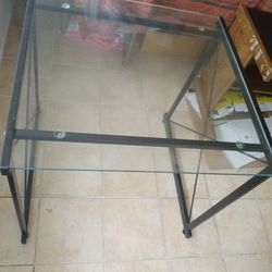 Glass Study Desk With Metal Frames