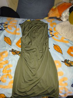 Olive Green Ruched Sleeveless Maxi Dress