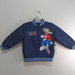 NWT Kids Sonic The Hedgehog Zip Up Varsity Bomber Jacket 5/6