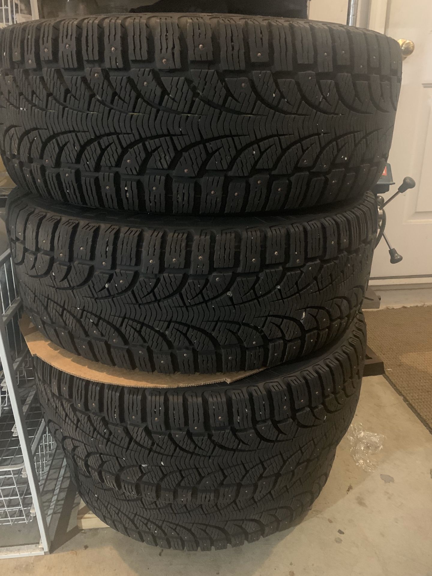 Snow tires with metal rims 17”