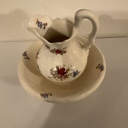 Vintage Water Pitcher & Matching Bowl