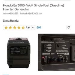 Honda Generator 3000 Electric Or Pull Start 