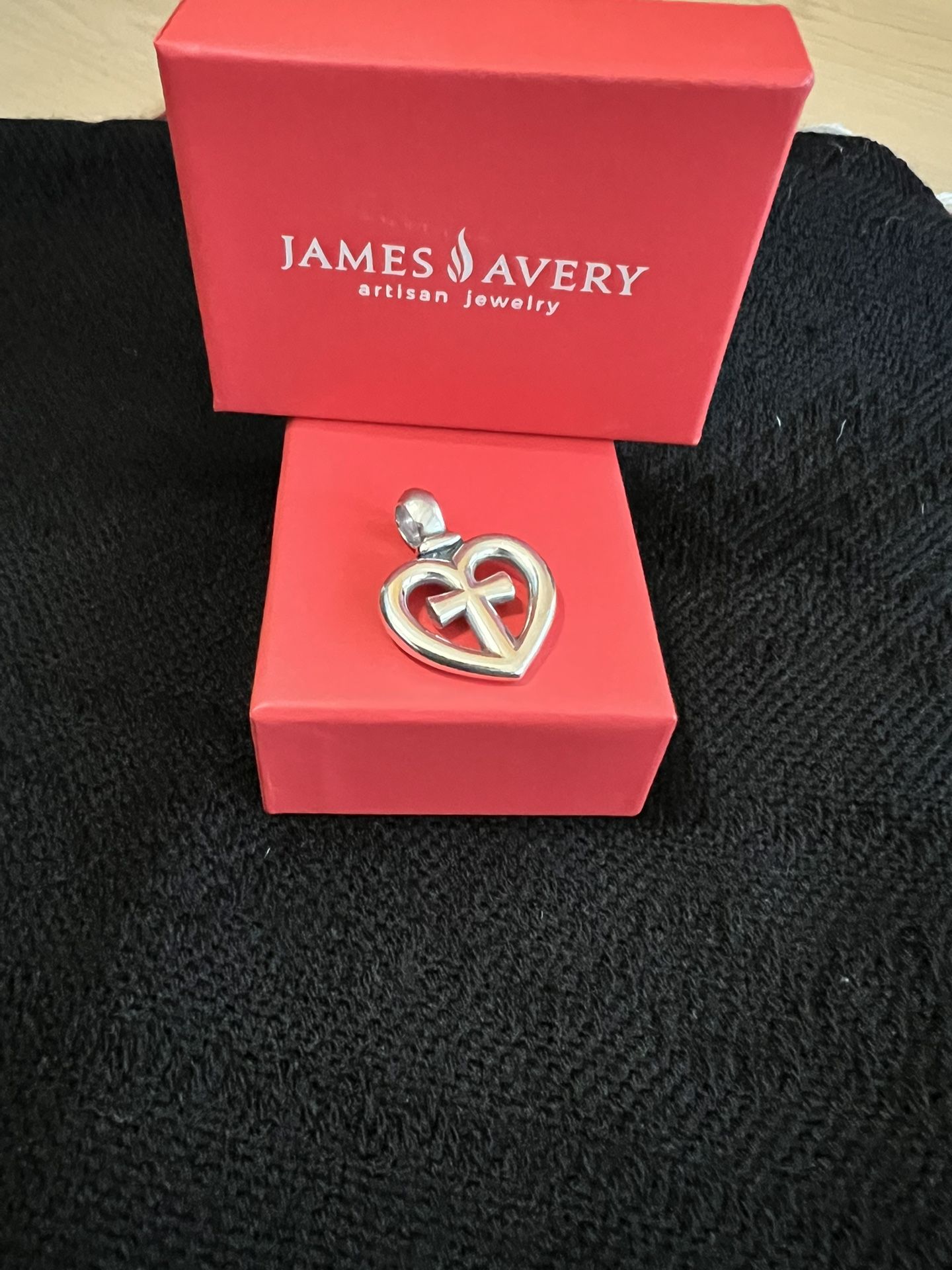 James Avery Retired Sterling Silver Heart Cross Pendant