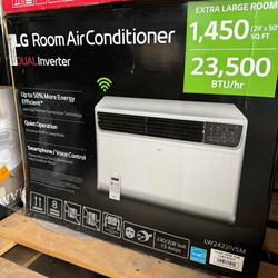 LG 23,500 BTU 230/208-Volt Window Air Conditioner Unit Cools 1450sq. ft. w/ Dual Inverter, Wi-Fi Enabled and Remote in White Store