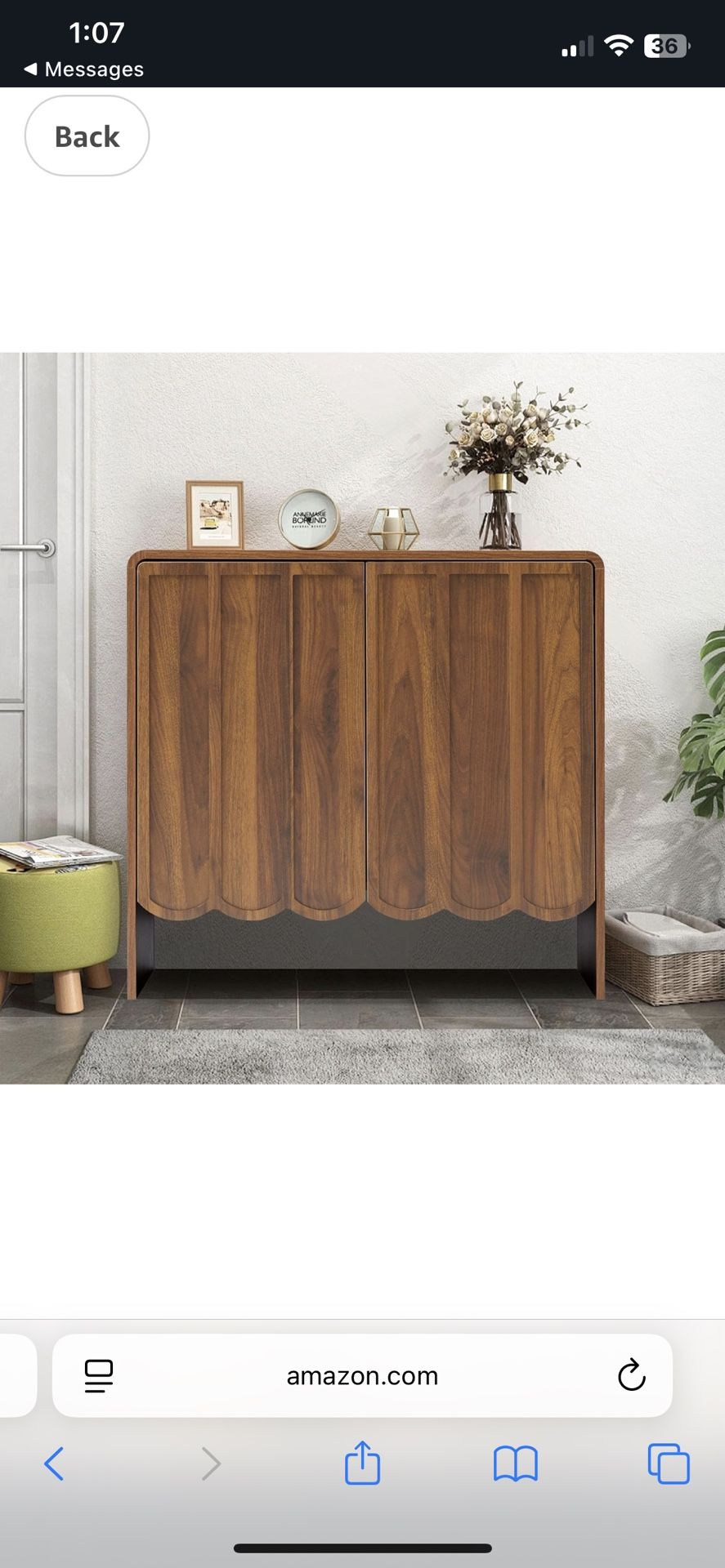ORRD Sideboard Buffet Cabinet Accent Storage Cabinets with 2 Doors, Farmhouse Wood Cabinet with Adjustable Shelves and Wave Panel for Living