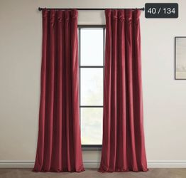 Elegant Red Velvet Blackout Curtain Panels