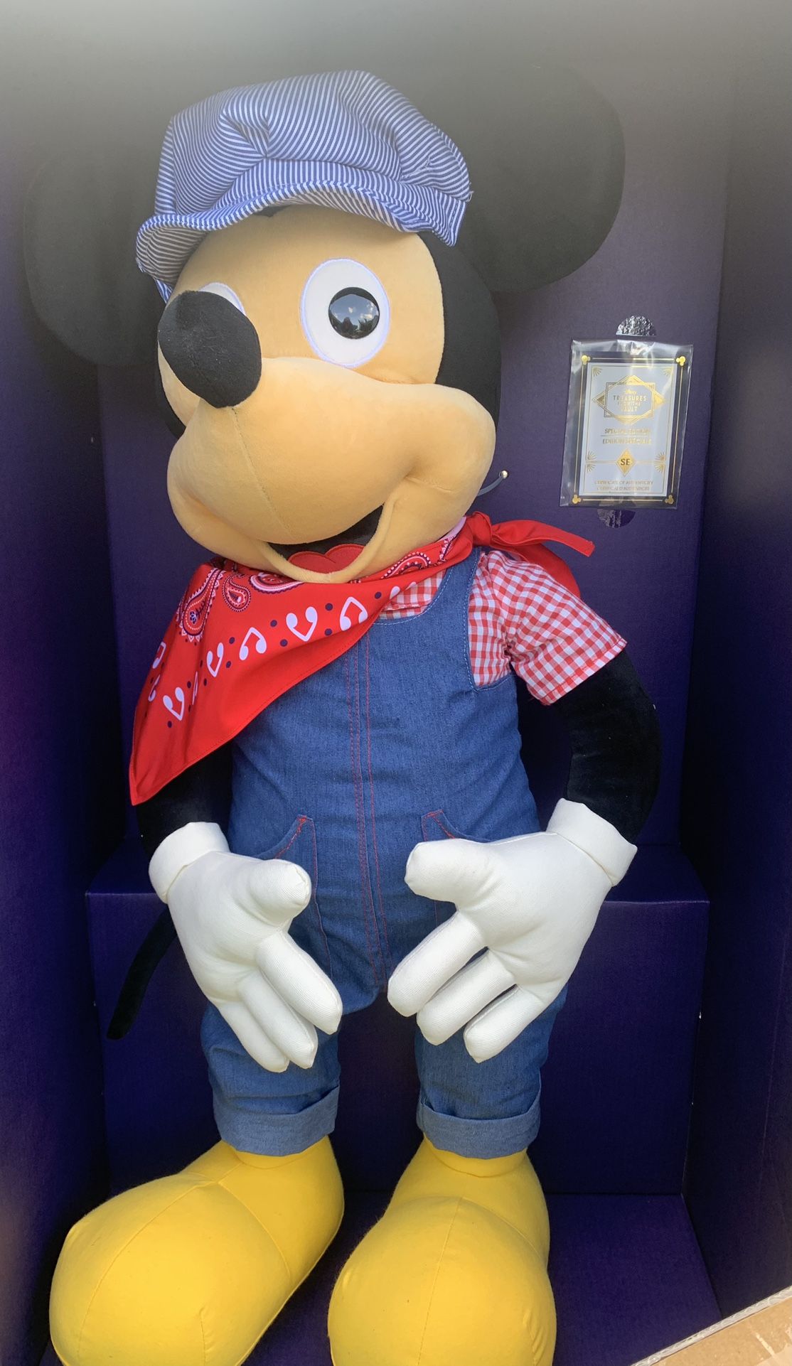 NEW 3 Foot Tall Engineer Mickey Mouse Plush Doll Treasures From The Vault