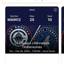 LA CLIPPERS  VS  TIMBERWOLFS GAME TICKETS