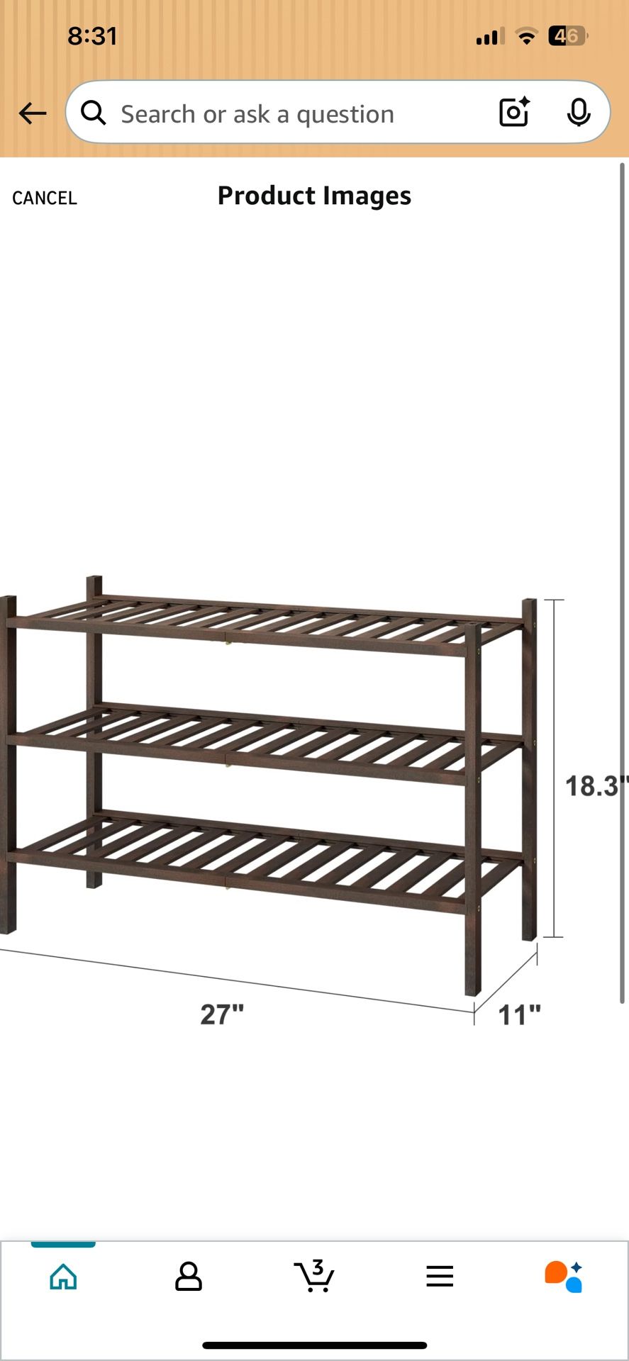 Shoe Rack for Closet, 3-Tier Bamboo Wood Shoe Racks, Stackable | Beautiful | Natural | Functional | Sturdy, Bamboo Shoe Rack for Entryway Hallway Clos