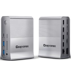 USB C Docking Station, Dual Monitor, 15 in 1 USB C Hub with 4K HDMI, VGA, Gigabit Ethernet, USB C/A, 100W PD, SD/TF Card Reader, Audio, Multiport Adap