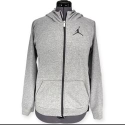 Nike Jordan Gray Hooded Full Zip Up Hoodie For Boys Size XL