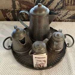 Gregorian Solid Hammered Copper Patina Coffee & Tea set
