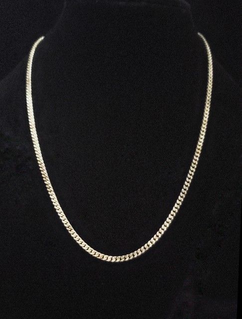 18" x 3mm Solid Sterling Silver Curb Necklace w Snap Ring Clasp. Italy