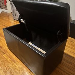 Black Leather Ottoman 