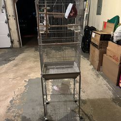 White Bird Cage With Stand