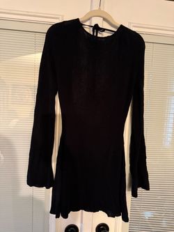 Babyboo Fashion Black Knit Mini Dress with Bell Sleeves