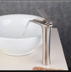Brushed Nickel Waterfall Vessel Sink Faucet