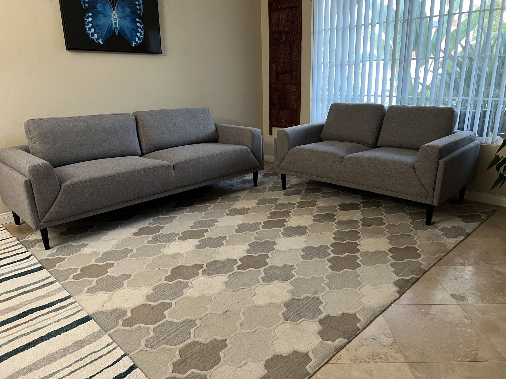 Beautiful Brand New Modern Grey Sofa And Loveseat