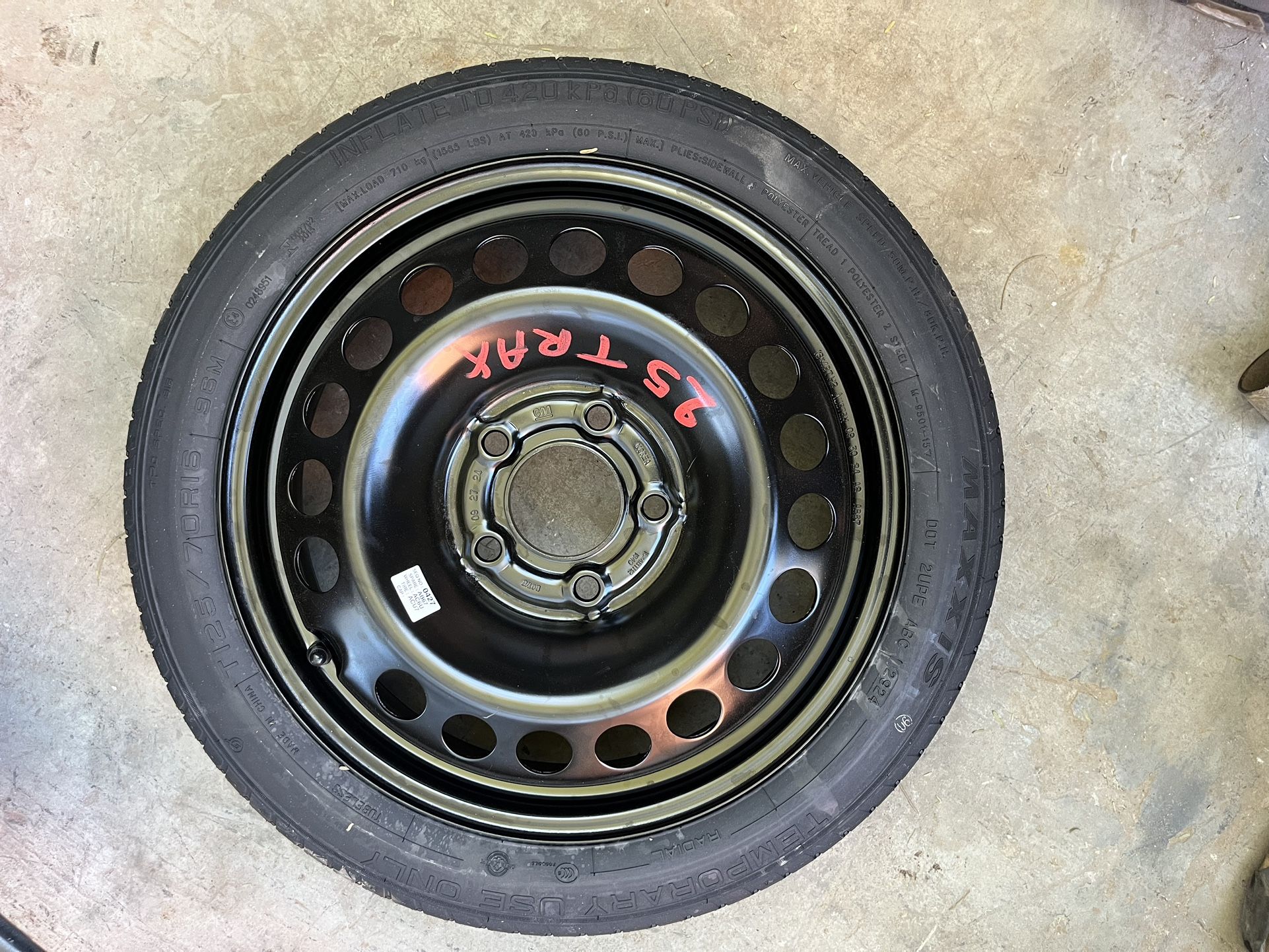 2020 - 2025 Chevrolet Trax Spare Wheel And Tire