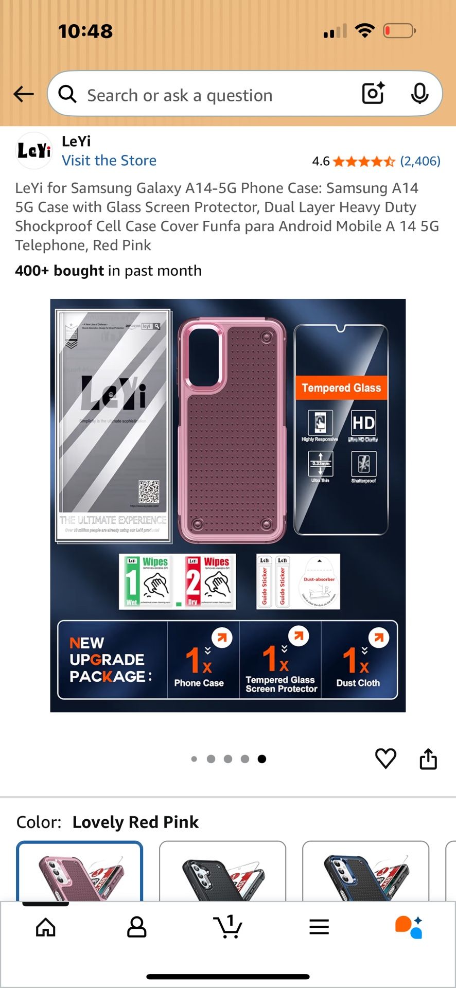 $5-LeYi for Samsung Galaxy A14-5G Phone Case: Samsung A14 5G Case with Glass Screen Protector, Dual Layer Heavy Duty Shockproof Cell Case Cover