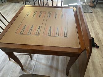 1960s Italian Inlaid Wood Multi Game Table With Roulette,Checkers and backgammon