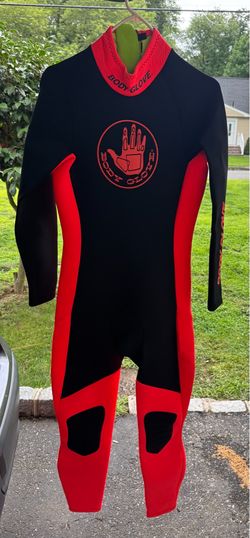 Vintage Body Glove Wetsuit Mens Medium M Full Body 3/2mm Red Black Surfing