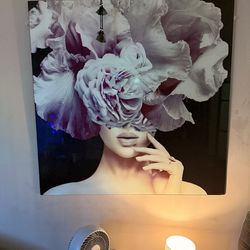 Large Floral Portrait Canvas Wall Art