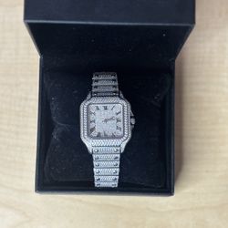 Iced-Out Stainless Steel Wristwatch – Moissanite-Style Shine ✨