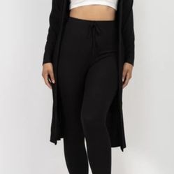 Black Cardigan Legging Two Piece Outfit Large - Top Is Not Included