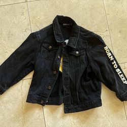 Peanuts Snoopy Kids Girls Black Jean Jacket 