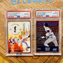 PSA 10 Gem Mint Ozzie Smith & Chipper Jones Lot PSA 9 Studio O. Smith Cardinals Braves MLB